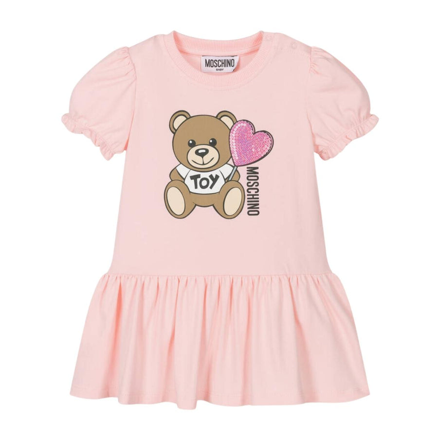 Moschino Baby Pink Teddy Bear Motif Dress