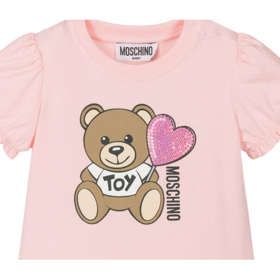 Moschino Baby Pink Teddy Bear Motif Dress