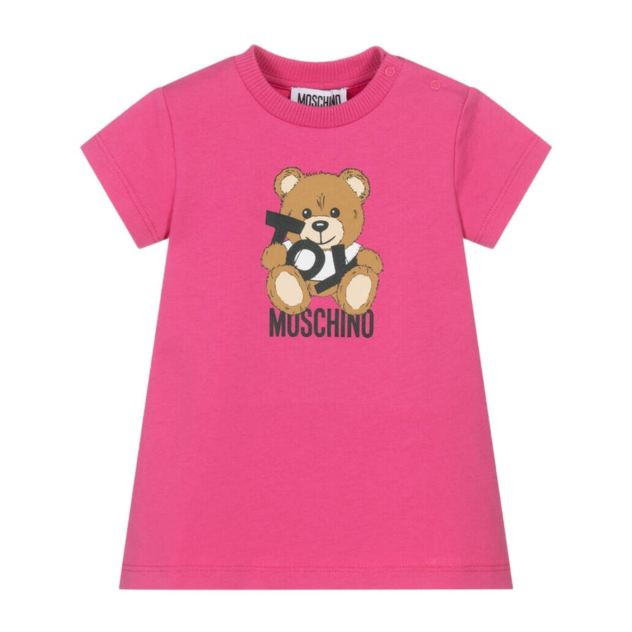 Moschino Baby Pink Teddy Bear Logo Dress