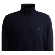 BOSS Zetrust Logo Patch Navy Zip Neck Sweatshirt