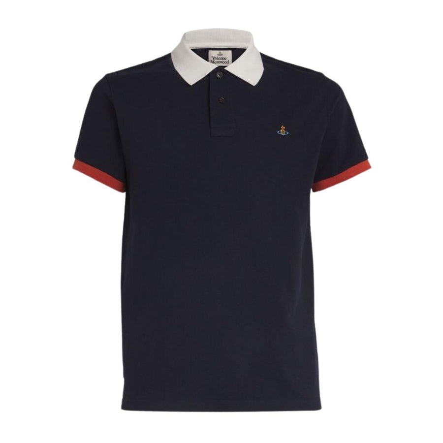 Vivienne Westwood Embroidered Orb Logo Classic Navy Polo Shirt