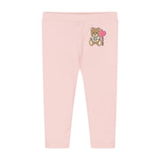 Moschino Baby Teddy Bear Logo Pink Leggings