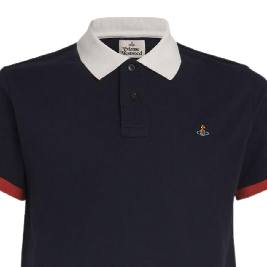 Vivienne Westwood Embroidered Orb Logo Classic Navy Polo Shirt