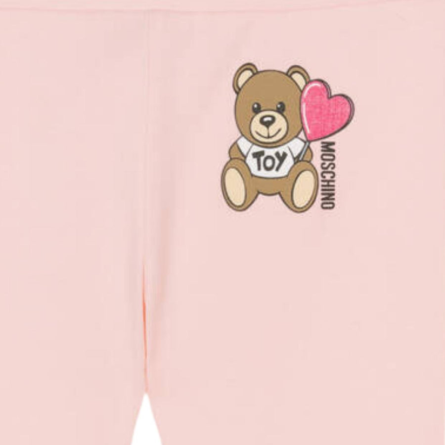 Moschino Baby Teddy Bear Logo Pink Leggings