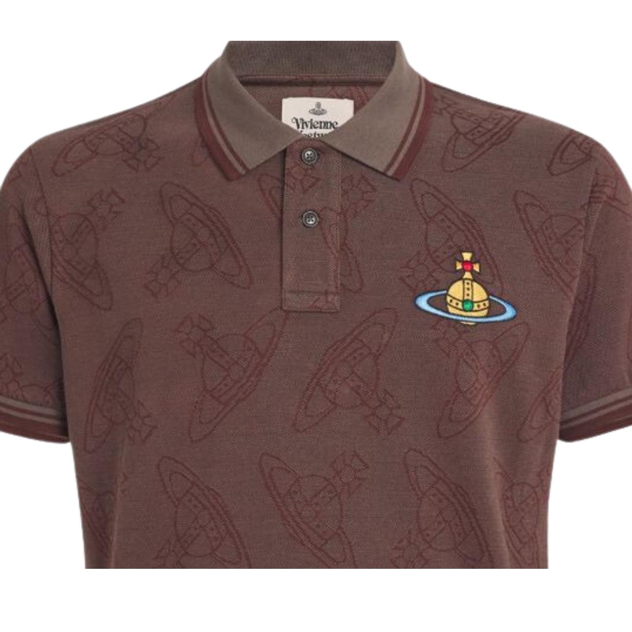 Vivienne Westwood All-Over Orb Logo Khaki/Brown Classic Polo Shirt