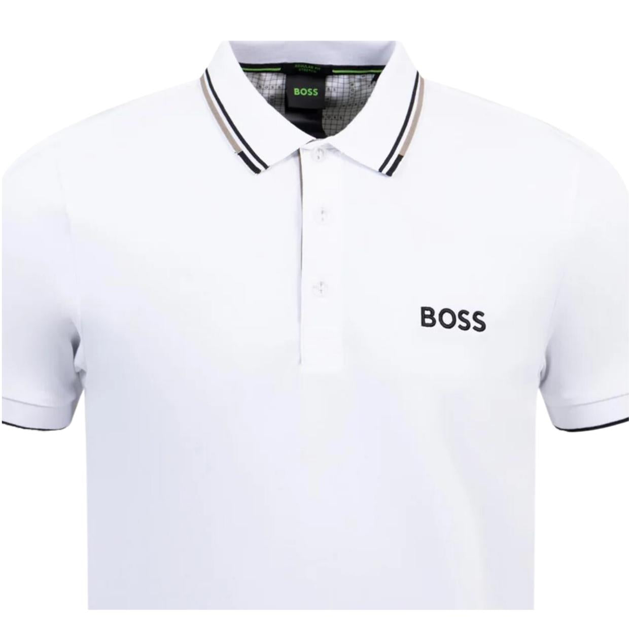 BOSS Paddy Pro Contrast Logo White Polo Shirt