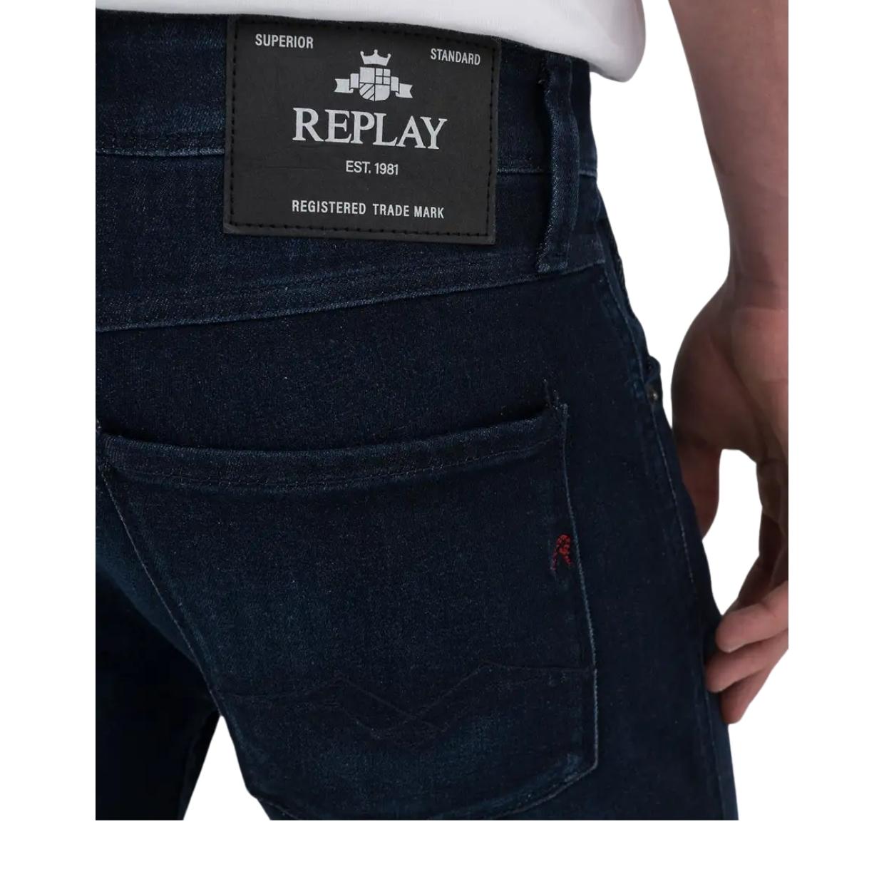 Replay Anbass Slim Fit Power Stretch Dark Blue Denim Jeans