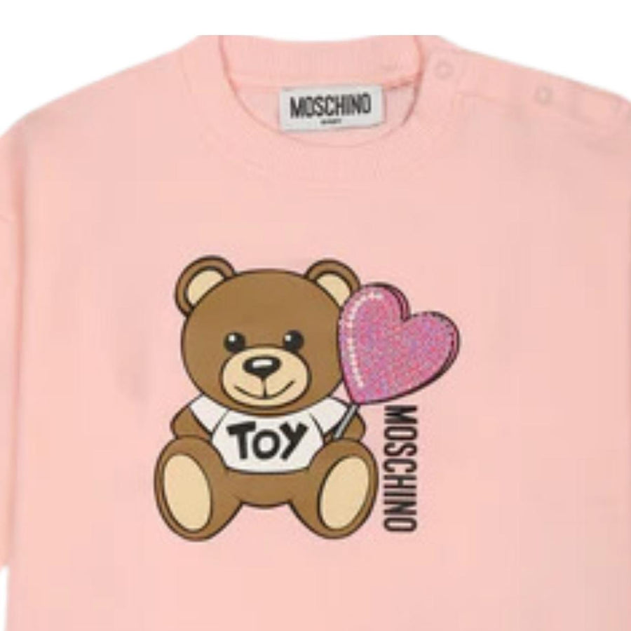 Moschino Baby Pink Teddy Bear Logo Sweatshirts