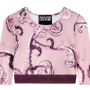 Versace Jeans Couture Chrome Couture Print Pink Crop Top