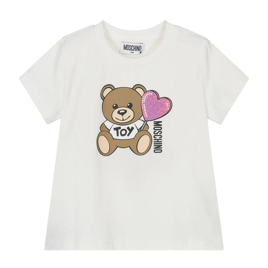 Moschino Kids Teddy Bear Logo Ivory T-Shirt