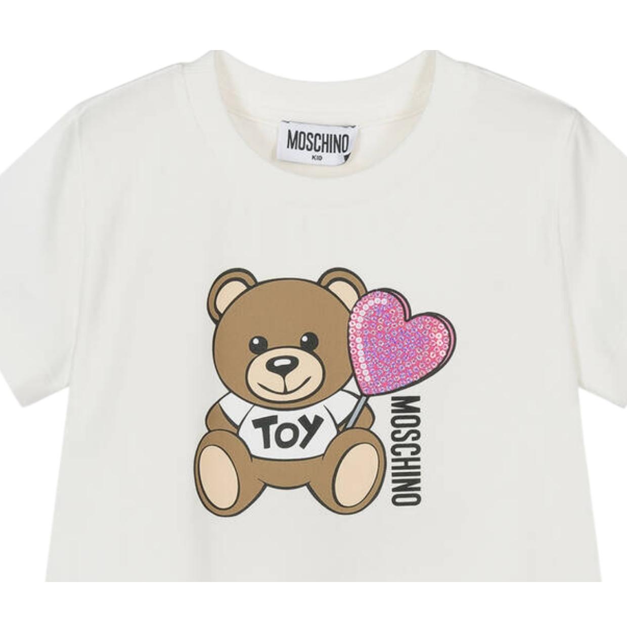 Moschino Kids Teddy Bear Logo Ivory T-Shirt