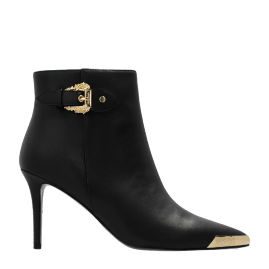 Versace Jeans Couture Baroque Buckle Black Ankle Boots