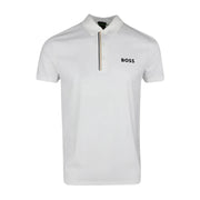 BOSS PaddyTech Pro White Ribbed Fabric Polo Shirt