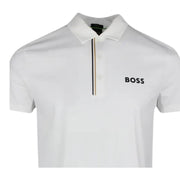 BOSS PaddyTech Pro White Ribbed Fabric Polo Shirt