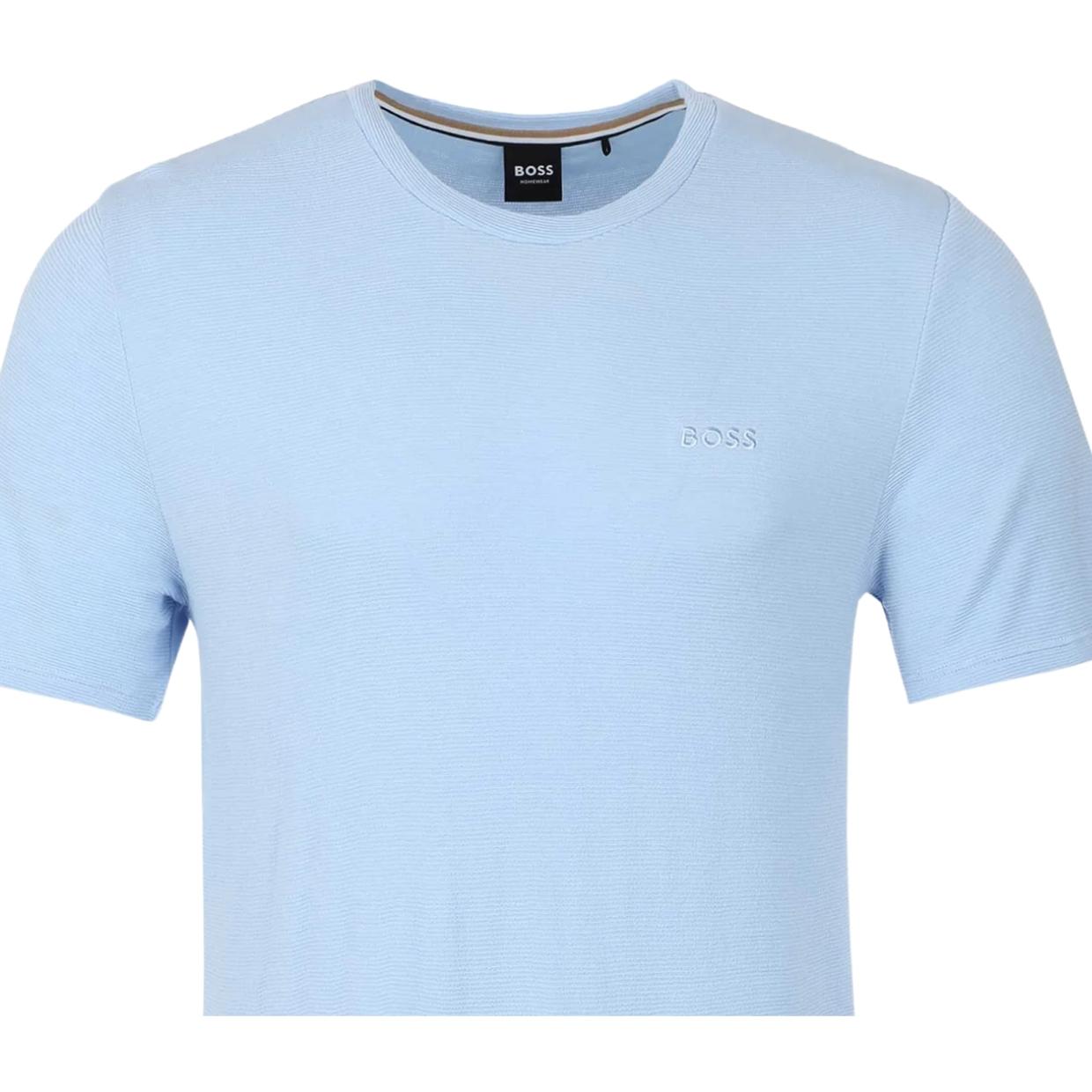 BOSS Embroidered Logo Rib Sky Blue T-Shirt