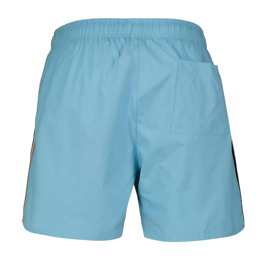 BOSS Stripe & Logo Iconic Light Blue Swim Shorts