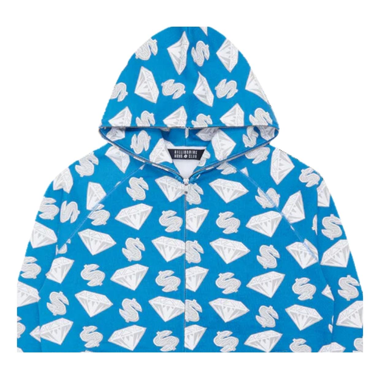 Billionaire Boys Club Diamond & Dollars Blue Zip-Through Hoodie