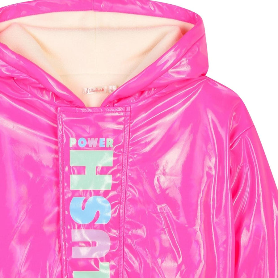 Billieblush Kids Pink Shinny Hooded Raincoat