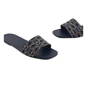 Emporio Armani Jacquard All-Over Monogram Navy Sandals