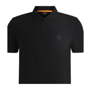 BOSS Passerzip Logo Patch Half Zip Black Polo Shirt