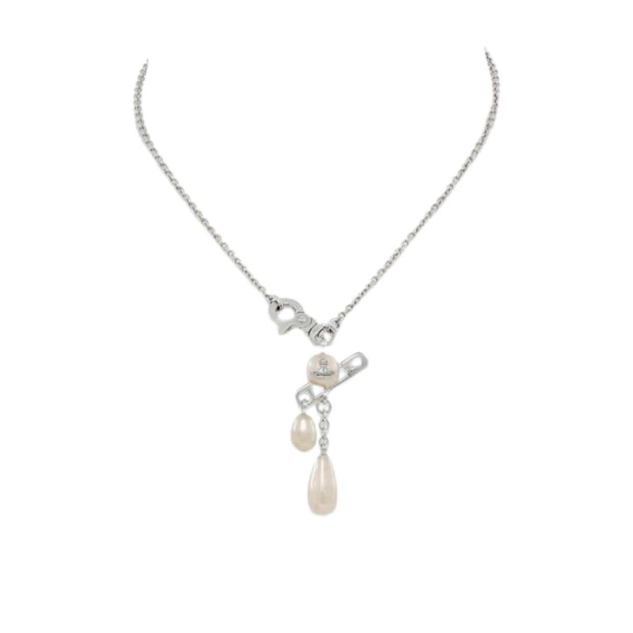 Vivienne Westwood Claude Small Platinum/Creamrose Pearl Necklace