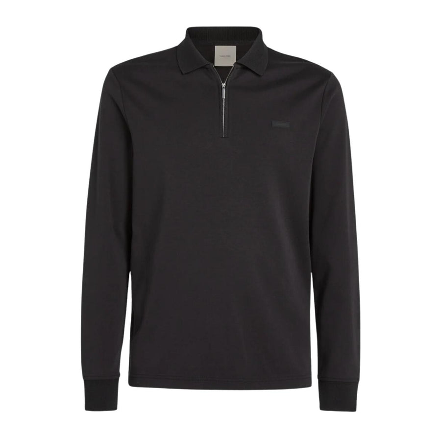 Calvin Klein Liquid Touch Welt Zip Black Polo Shirt