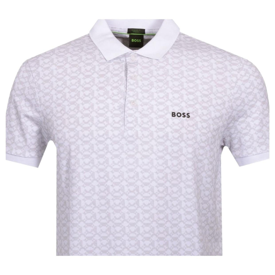 BOSS Paddy Striped White Polo Shirt