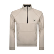 BOSS Sweat Rib Half Zip Beige Sweatshirt