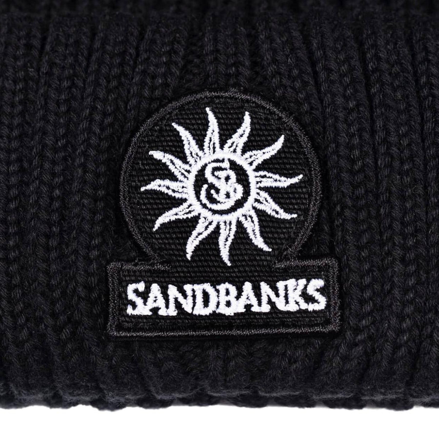 Sandbanks Badge Logo Merino Wool Black Beanie