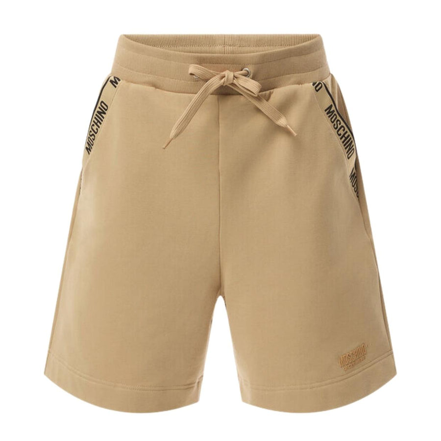 Moschino Underwear Logo Tape Beige Sweat Shorts