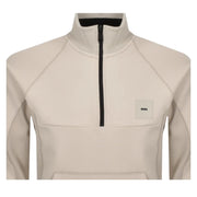 BOSS Sweat Rib Half Zip Beige Sweatshirt