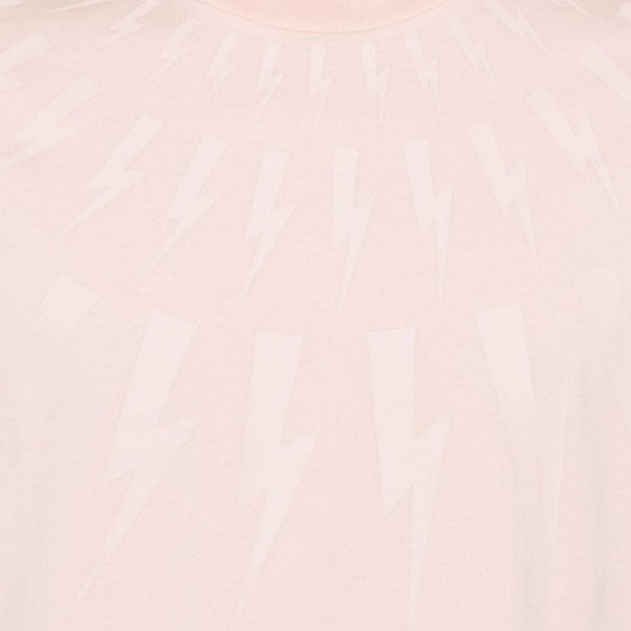 Neil Barrett Dropped Shoulder Fairisle Thunderbolt Pale Peach T-Shirt