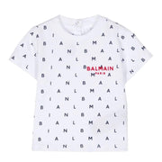 Balmain Baby Letter Logo All-Over White T-Shirt