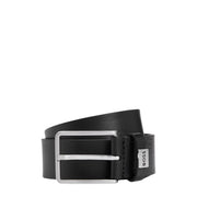 BOSS Engraved Logo Elio Black Italian Leather Belt