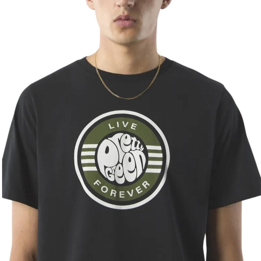 Pretty Green Live Forever Logo Black T-Shirt