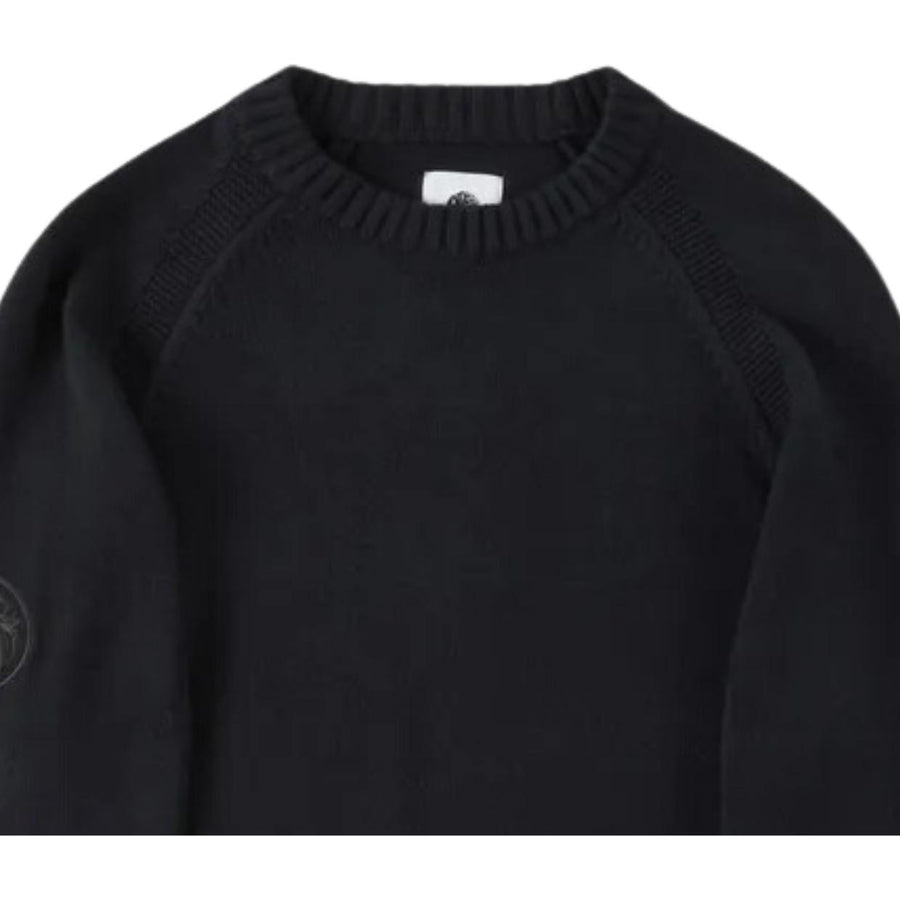 Pretty Green Embroidered Logo Mason Crew Knit Black Sweater