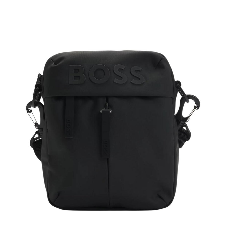 BOSS Stormy Faux Leather Black Reporter Bag