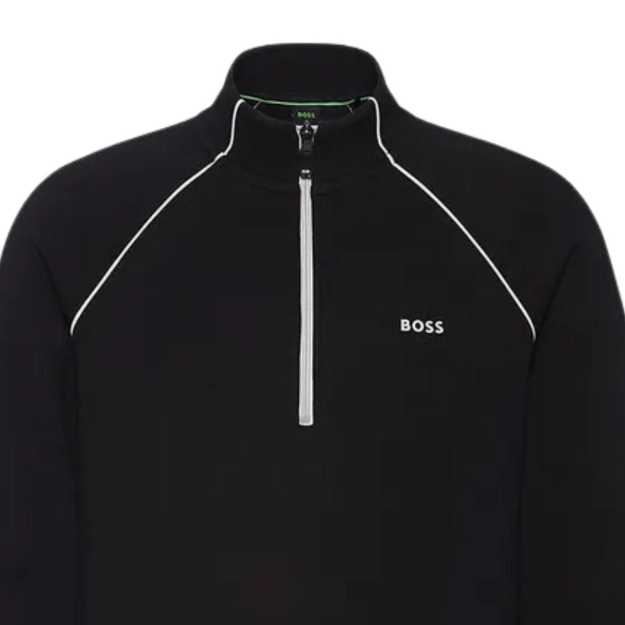 BOSS Embossed Artwork Half Zip Black Sweatshirt