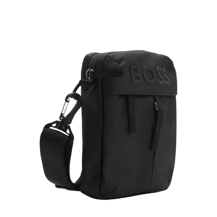 BOSS Stormy Faux Leather Black Reporter Bag