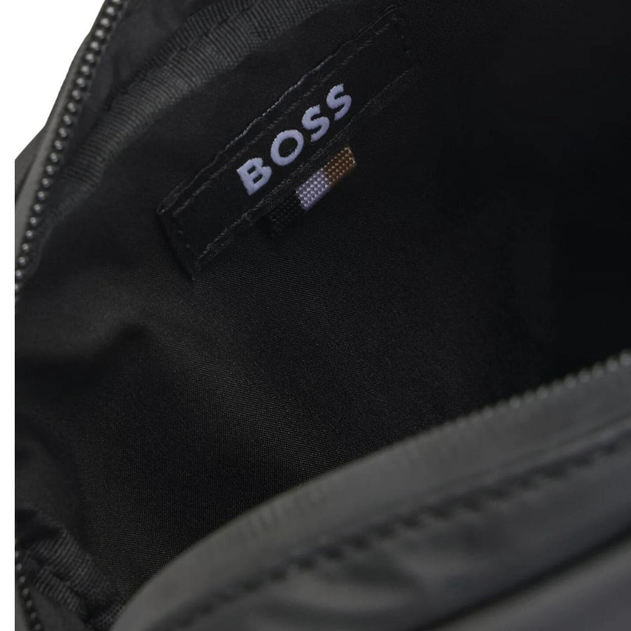 BOSS Stormy Faux Leather Black Reporter Bag