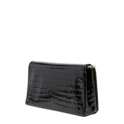 Love Moschino Logo Black Croc Crossbody Bag