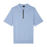 Paul Smith Sports Stripe Half Zip Light Blue Sweat Polo Shirt