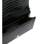 Love Moschino Logo Black Croc Crossbody Bag