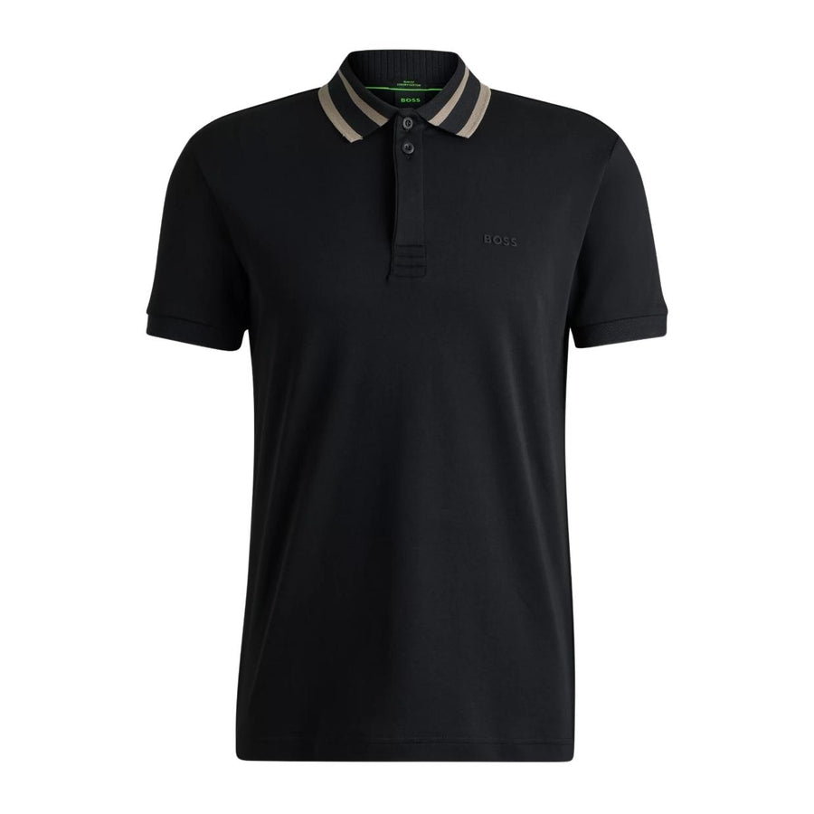 BOSS Paule Interlock Cotton Black Polo Shirt