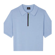 Paul Smith Sports Stripe Half Zip Light Blue Sweat Polo Shirt