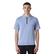 Paul Smith Sports Stripe Half Zip Light Blue Sweat Polo Shirt