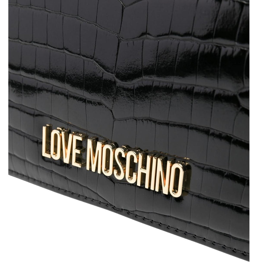 Love Moschino Logo Black Croc Crossbody Bag