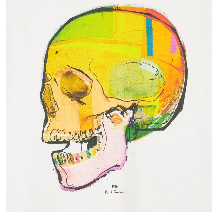 Paul Smith Printed Skull Sketch White T-Shirt