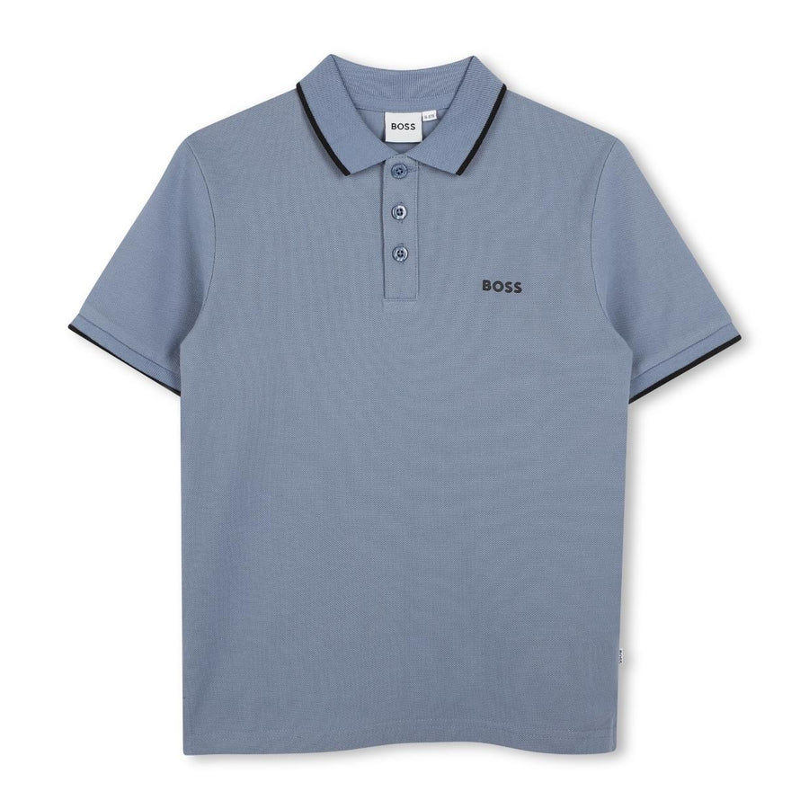 BOSS Kids Printed Logo Medium Grey Polo Shirt