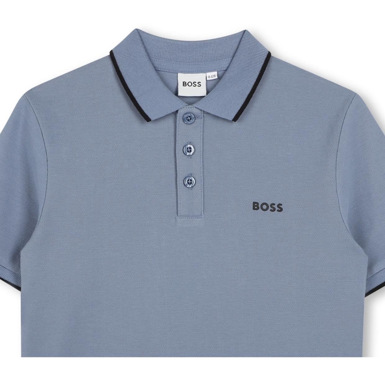 BOSS Kids Printed Logo Medium Grey Polo Shirt